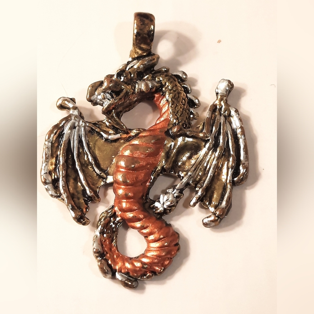 Bronze and Silver Dragon Pendant